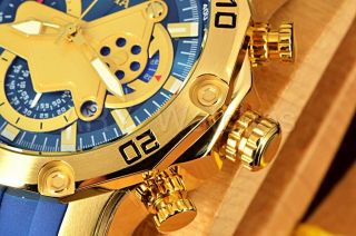 Invicta Pro Diver Scuba 3.  0 Blue/yellow 50mm Chronograph Blue Polyurethane Watch