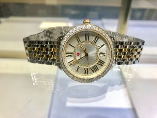 Michele Serein 16 Two Tone Stainless Steel Yellow Gold Diamond Dial Watch.  $2395