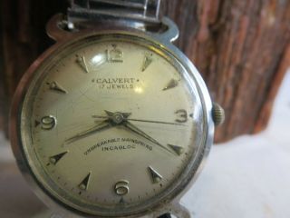 Vintage Calvert 17 Jewel Mens Winding Watch Runs Rp1