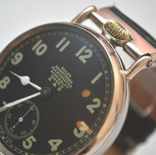 Rolex Mark Ii Ww2 Black Vintage Antique Military Pilots Trench Bubbleback Watch
