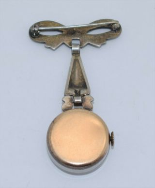 Vintage STERLING SILVER Women ' s Brooch Pin Nurse Watch SWISS 7 - Jewel Brach 3