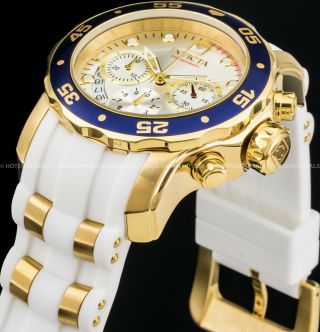 Invicta Mens 48mm Pro Diver Scuba Chronograph Gold N Silver Gold Plated Pu Watch