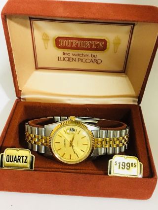 Vintage Dufonte By Lucien Piccard Men’s Quartz Twotone Wrist Watch (4503d)