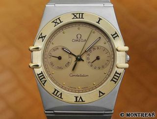 Omega Constellation Calendar Men 18k Solid Gold Ss Swiss Made Watch C.  2000 Je249