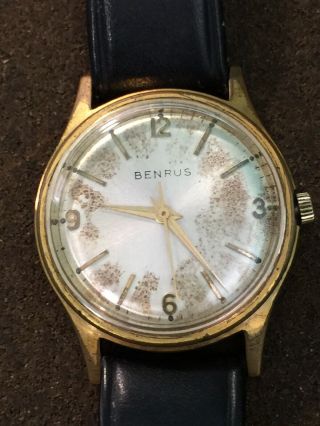 Vintage Benrus Watch Mens Swiss Made Keeps Time 1970 Nr Unrestored