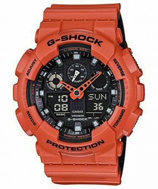Casio Watch G - Shock Orange Black Ga - 100l - 4a Men 