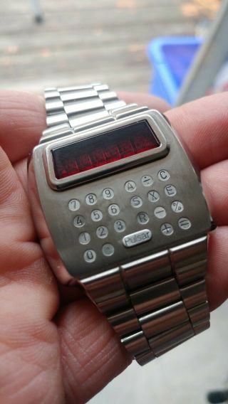 Pulsar 902 Wrist Calculator Vintage digital Led Time Computer Watch 10