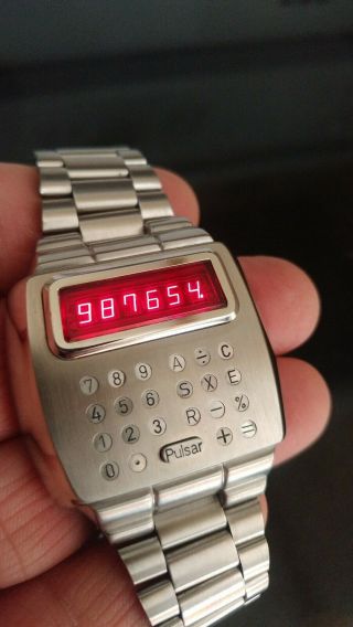 Pulsar 902 Wrist Calculator Vintage digital Led Time Computer Watch 7