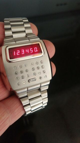 Pulsar 902 Wrist Calculator Vintage digital Led Time Computer Watch 8