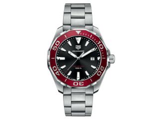 Tag Heuer Aquaracer Diver Black Dial Red Bezel Stainless Steel Way101b.  Ba0746