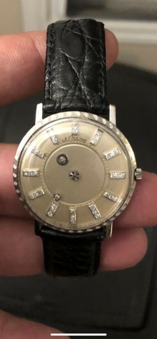 Very Rare Lecoultre 18k White Gold Mystery Dial With Diamonds