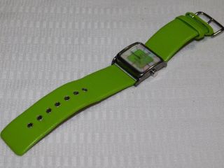Ladies Modern Sterling Silver ECCLISSI MOP Lime Green Leather Band Quartz Watch 7