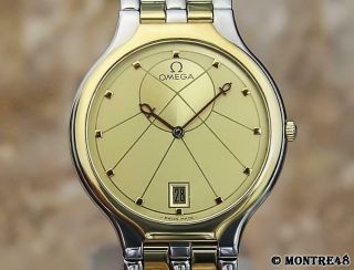 Omega Swiss Mens 18k Gold And Stainless Steel 32mm Luxury Dress Watch O265