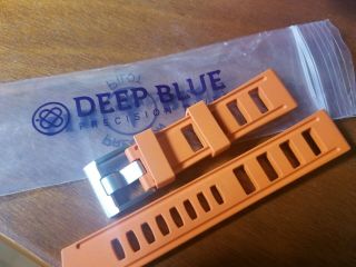Deep Blue Orange Rubber Dive Watch Band/strap/bracelet W/ Buckle - 22mm