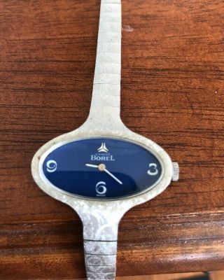 Vintage Ernest Borel Space Age Wrist Watch Wind Up Plaque Or G 10 Microns