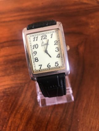 Vintage Limit Quartz Watch 2035 Dunhill Style With Black Leather Strap (t3)
