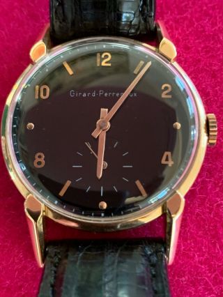 Girard Perregaux Vintage 18k Rose Gold Watch Alligator Leather Strap
