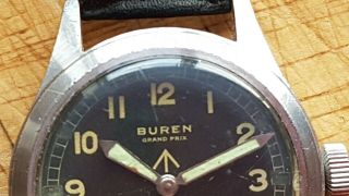 Vintage BUREN Grand Prix DIRTY DOZEN WWW Military Issued WW2 MoD Wrist Watch GWC 8