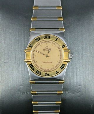 $3900 Ladies Omega 18k Yellow Gold 23mm Constellation Quartz Two Tone Watch 6104