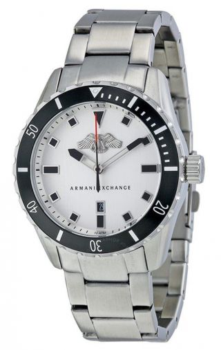 Nwt Mens Armani Exchange White Dial Sports Stainless Steel Watch Ax1708,  Box