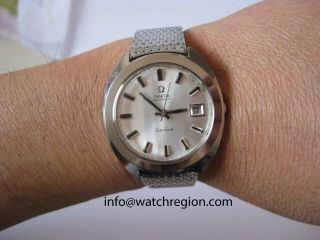 Ultra Rare Omega Geneve Automatic Quickset Date Watch Jumbo Case 38mm Serviced