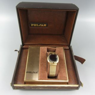 1976 Pulsar Touch Command Led Digital Cushion Ladies Watch / Gold Filled / As - Is