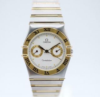 Omega Constellation Day Date 18k Yellow Gold Steel 32mm Swiss Quartz Wrist Watch