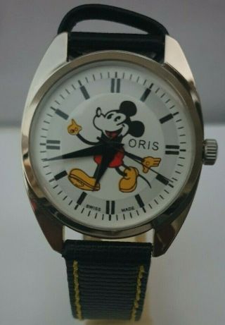 Vintage Hand Winding Micky Mouse 17 Jewel Wrist Watch St96 Swiss Fhf Movement