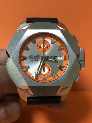 Authentic Rsw Nazca Limited Edition Xl Automatic Chronograph Orang Dial Ss R4