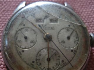 Mens Stainless Prexa Triple Date Chronograph Wristwatch Valjoux 72c Movement