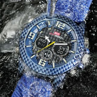 KAT - WACH men ' s Sports Carbon Fiber Watch waterproof outdoor quartz watch 4