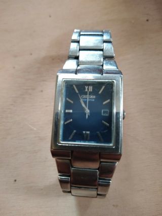 Citizen Eco - Drive Watch E011 - K000408 Blue Face Second Hand Date Silver Stainless