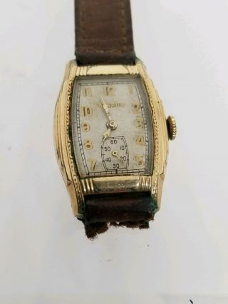 Antique Benrus Mens Watch 10k Rolled Gold Plate 17 Jewel Movement Parts/repair