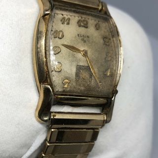 Vintage Elgin Mens Wrist Watch kreisler Band Gold Tone Estate Find 3