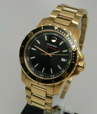 Mens Authentic Swiss Movado Series 800 Gold Pvd Black Dial 2600149