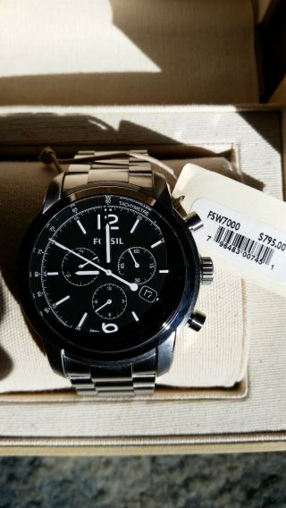 Fossil Swiss Chronograph Stainless Steel Watch Mens Fsw7000