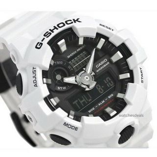 Casio G - Shock,  Ga700 - 7a Ga - 700 - 7a,  Analog Digital,  White X Black Matte,  Big Case