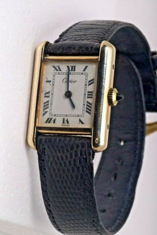 Vintage Cartier Tank Louis 18K ' Plaque ' Gold Watch 2