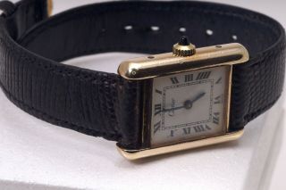 Vintage Cartier Tank Louis 18K ' Plaque ' Gold Watch 3