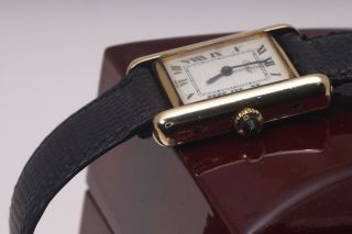 Vintage Cartier Tank Louis 18K ' Plaque ' Gold Watch 4