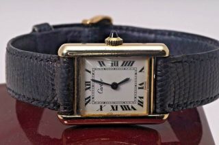 Vintage Cartier Tank Louis 18K ' Plaque ' Gold Watch 6
