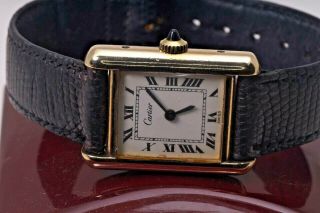Vintage Cartier Tank Louis 18K ' Plaque ' Gold Watch 7