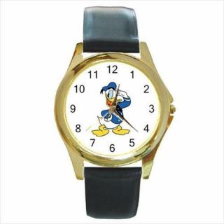 Donald Duck 8 Gold - Tone Leather Band Quartz Watch