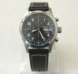 Hamilton Khaki Field Automatic Chronograph Men Watch,  38mm,  H714560,  Black Strap