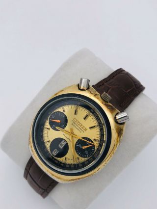 Vintage Citizen Bull Head Chronograph 23 Jewels Watch Recently Service 2