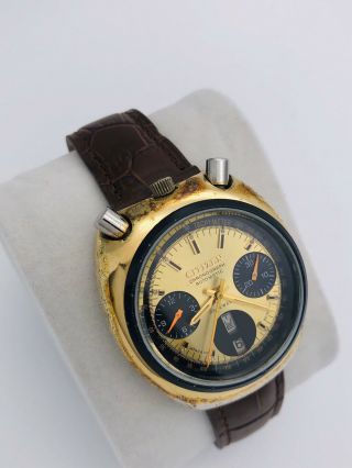 Vintage Citizen Bull Head Chronograph 23 Jewels Watch Recently Service 3