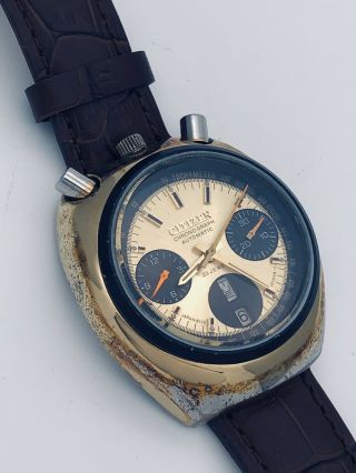 Vintage Citizen Bull Head Chronograph 23 Jewels Watch Recently Service 9