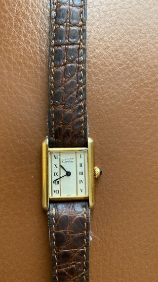Cartier Must De Tank Vermeil Ladies Watch 5057001 Quartz Analog