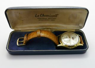 Vintage 1960s Le - Cheminant Triple Date Moonphase Gents Automatic Wristwatch
