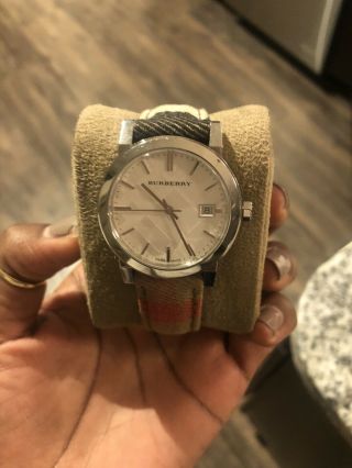 Burberry Nova Pattern Silver Case Wrist Watch
